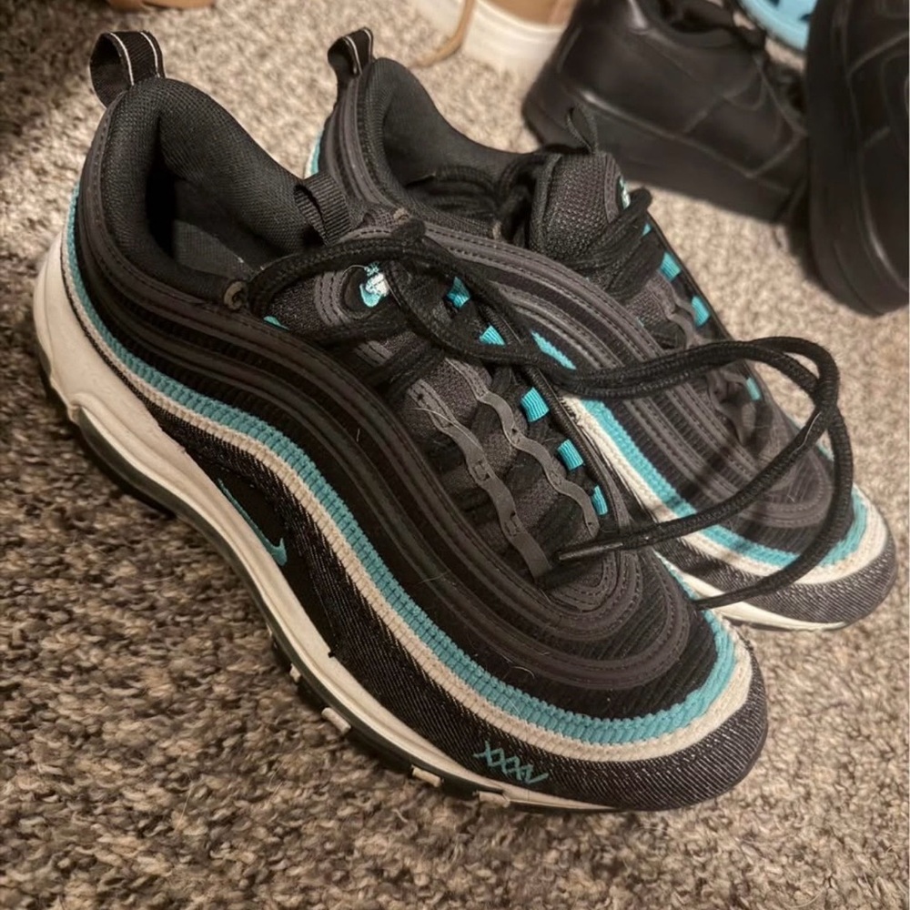 Nike Black Teal and White Air Max 97 Sneakers